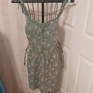 AUW Floral Mini Dress in Green and Yellow